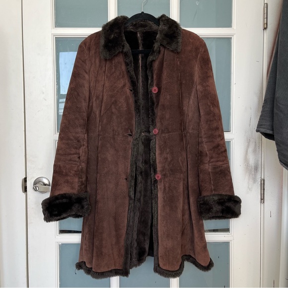 Steve by Searle Real Sheeing Sheepskin Chocolate Brown Coat - Picture 6 of 6